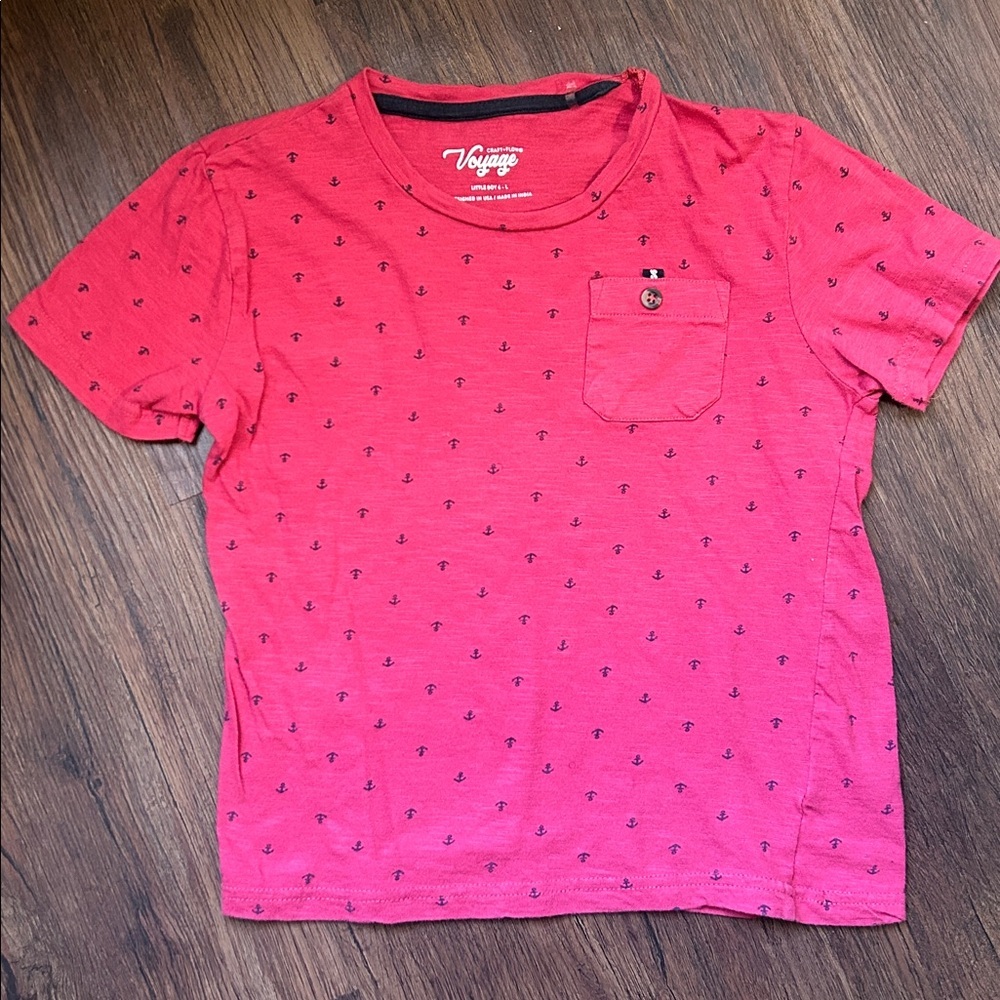 2 Craft + Flow Voyage T-shirts little boys size 6 blush red/turquoise - Picture 4 of 5